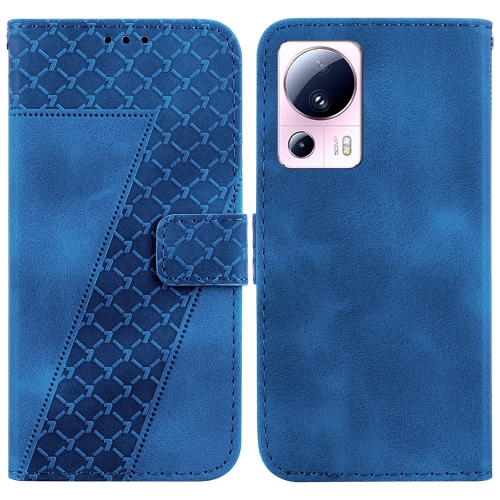 

For Xiaomi 13 Lite/Civi 2 7-shaped Embossed Leather Phone Case(Blue)