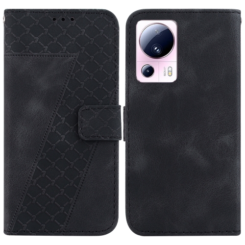 

For Xiaomi 13 Lite/Civi 2 7-shaped Embossed Leather Phone Case(Black)