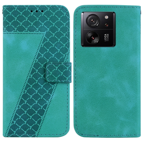 

For Xiaomi 13T / 13T Pro / Redmi K60 Ultra 7-shaped Embossed Leather Phone Case(Green)