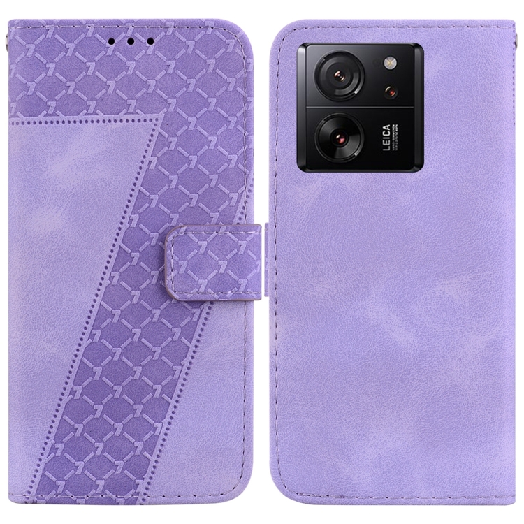 

For Xiaomi 13T / 13T Pro / Redmi K60 Ultra 7-shaped Embossed Leather Phone Case(Purple)