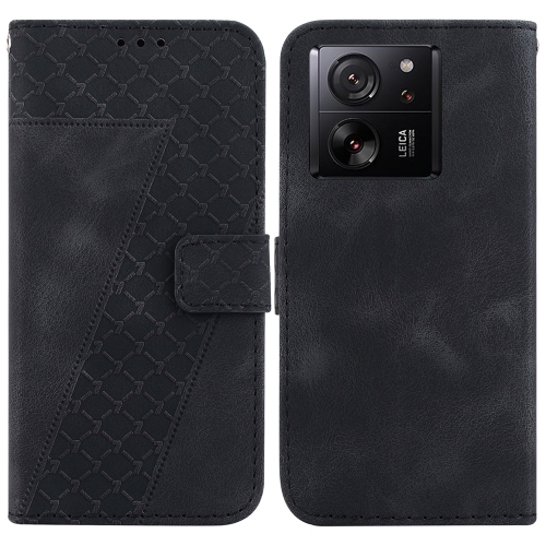 

For Xiaomi 13T / 13T Pro / Redmi K60 Ultra 7-shaped Embossed Leather Phone Case(Black)