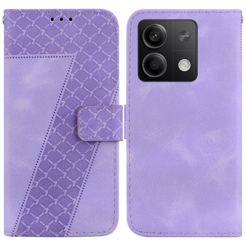 

For Xiaomi Redmi Note 13 5G 7-shaped Embossed Leather Phone Case(Purple)