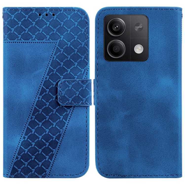 

For Xiaomi Redmi Note 13 5G 7-shaped Embossed Leather Phone Case(Blue)