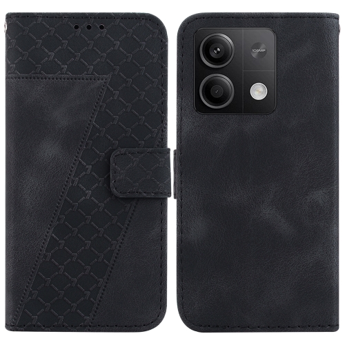 

For Xiaomi Redmi Note 13 5G 7-shaped Embossed Leather Phone Case(Black)