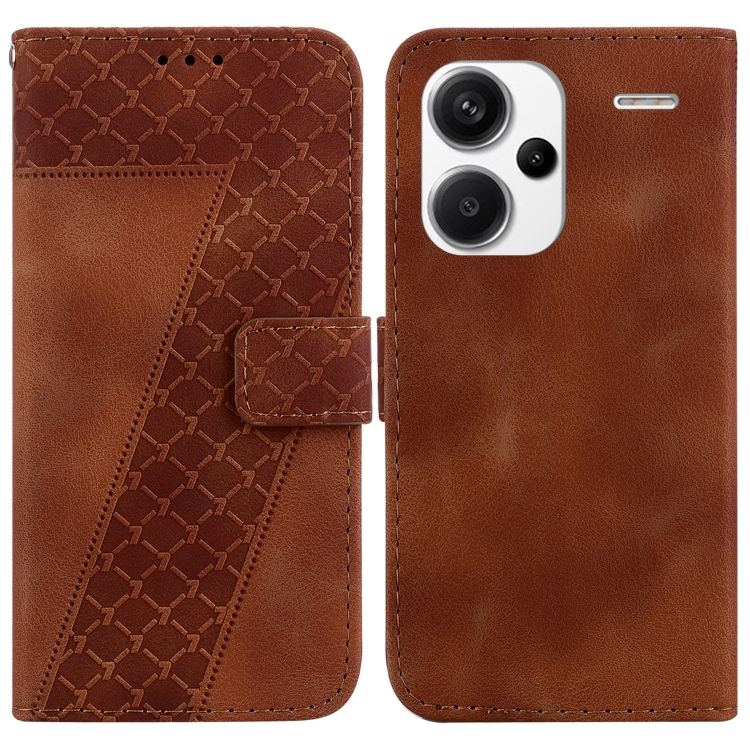 

For Xiaomi Redmi Note 13 Pro+ 5G 7-shaped Embossed Leather Phone Case(Brown)