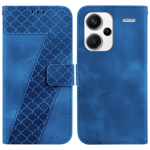 

For Xiaomi Redmi Note 13 Pro+ 5G 7-shaped Embossed Leather Phone Case(Blue)