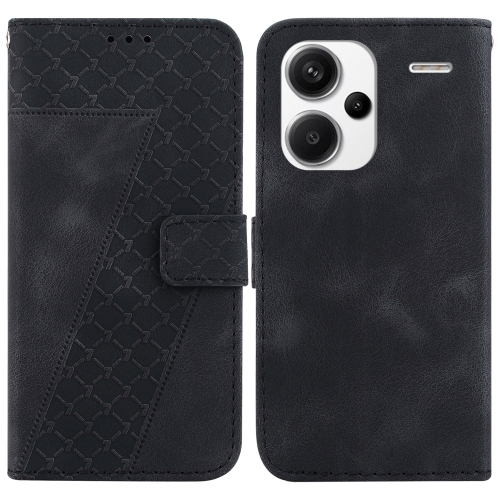 

For Xiaomi Redmi Note 13 Pro+ 5G 7-shaped Embossed Leather Phone Case(Black)