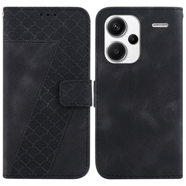 

For Xiaomi Redmi Note 13 Pro+ 5G 7-shaped Embossed Leather Phone Case(Black)