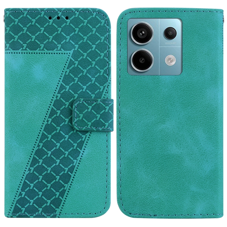 

For Xiaomi Redmi Note 13 Pro 5G 7-shaped Embossed Leather Phone Case(Green)