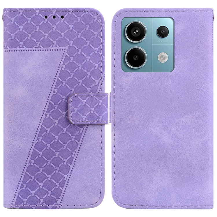 

For Xiaomi Redmi Note 13 Pro 5G 7-shaped Embossed Leather Phone Case(Purple)