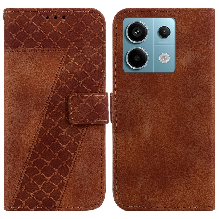 

For Xiaomi Redmi Note 13 Pro 5G 7-shaped Embossed Leather Phone Case(Brown)