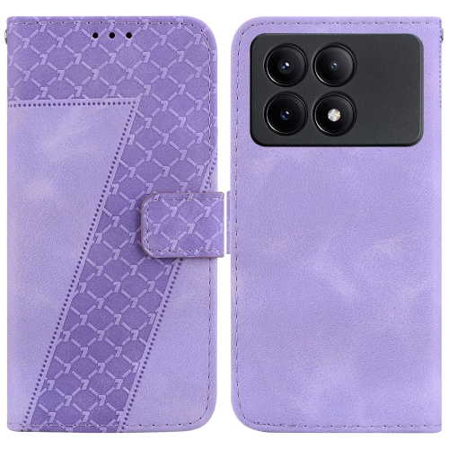 

For Xiaomi Redmi K70E / Poco X6 Pro 7-shaped Embossed Leather Phone Case(Purple)