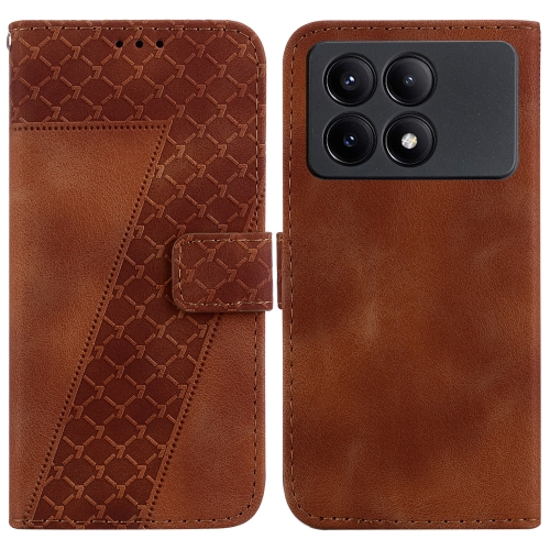 

For Xiaomi Redmi K70E / Poco X6 Pro 7-shaped Embossed Leather Phone Case(Brown)