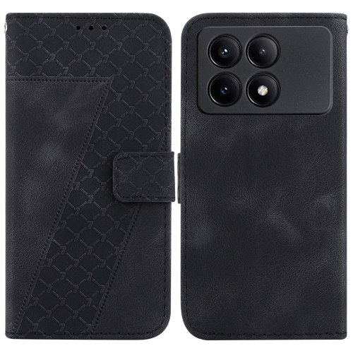 

For Xiaomi Redmi K70E / Poco X6 Pro 7-shaped Embossed Leather Phone Case(Black)