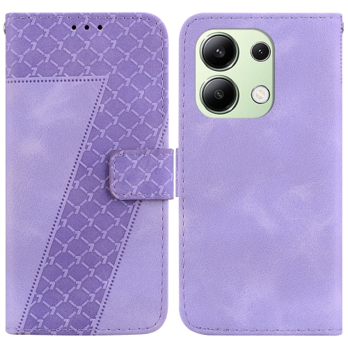 

For Xiaomi Redmi Note 13 4G Global 7-shaped Embossed Leather Phone Case(Purple)