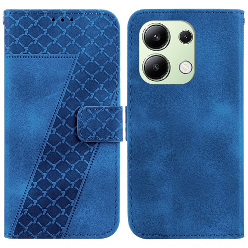 

For Xiaomi Redmi Note 13 4G Global 7-shaped Embossed Leather Phone Case(Blue)