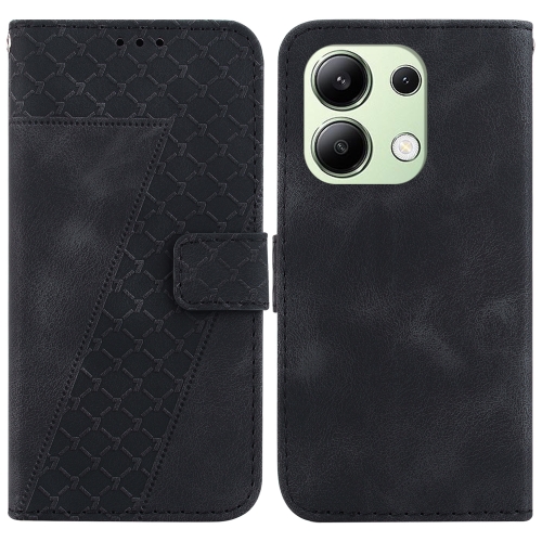

For Xiaomi Redmi Note 13 4G Global 7-shaped Embossed Leather Phone Case(Black)