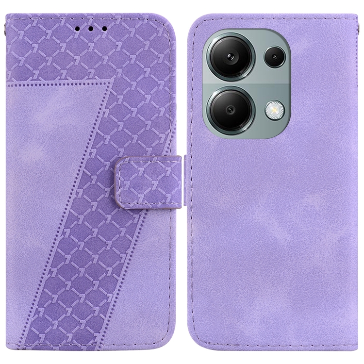 

For Xiaomi Redmi Note 13 Pro 4G 7-shaped Embossed Leather Phone Case(Purple)