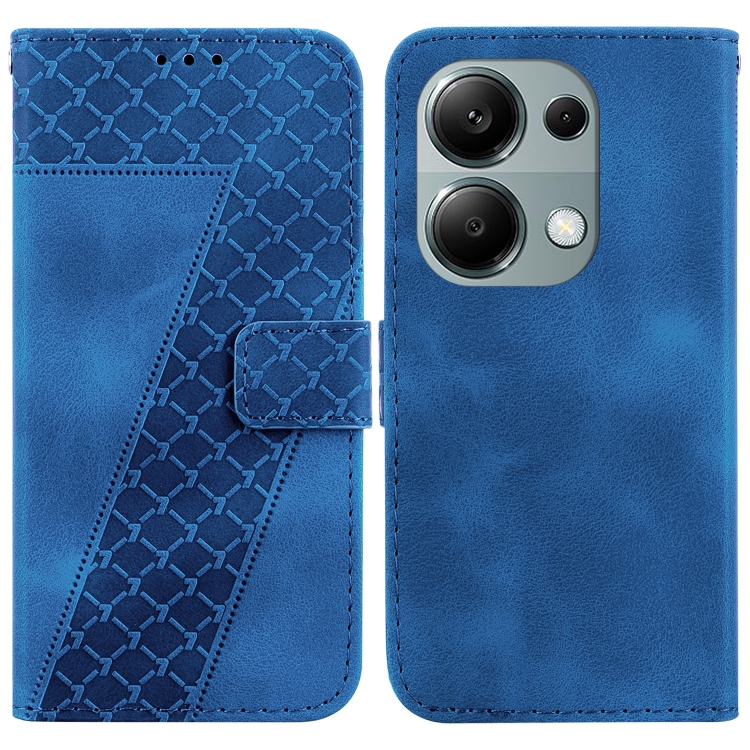 

For Xiaomi Redmi Note 13 Pro 4G 7-shaped Embossed Leather Phone Case(Blue)