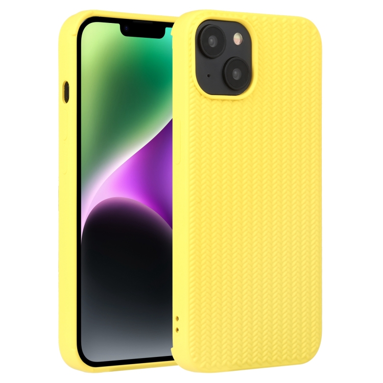 

For iPhone 15 Weave Texture Silicone Phone Case(Yellow)