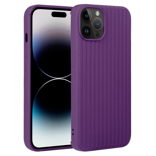 

For iPhone 15 Pro Weave Texture Silicone Phone Case(Purple)