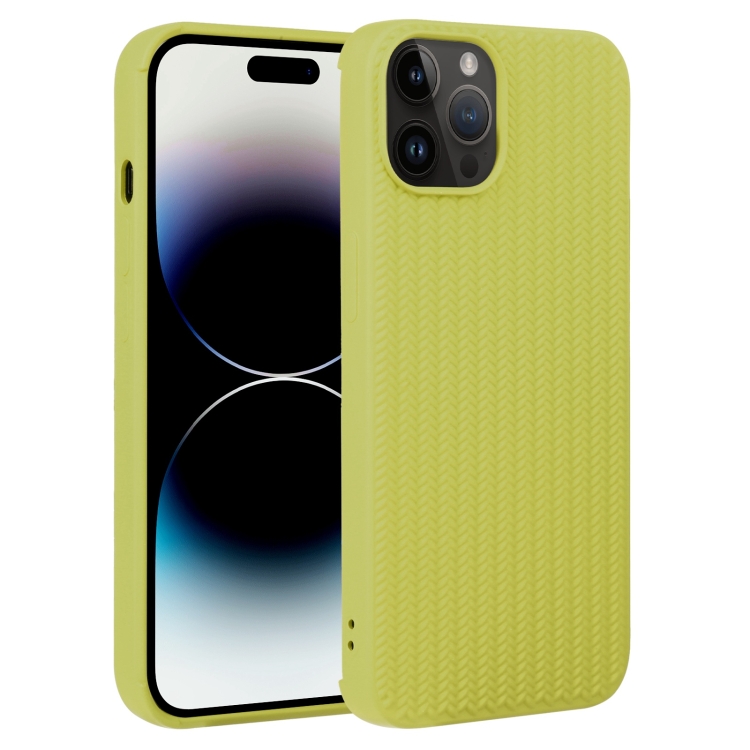 

For iPhone 15 Pro Weave Texture Silicone Phone Case(Green)