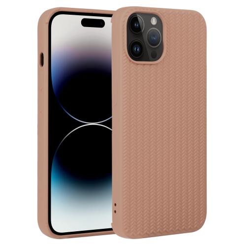 

For iPhone 15 Pro Max Weave Texture Silicone Phone Case(Brown)