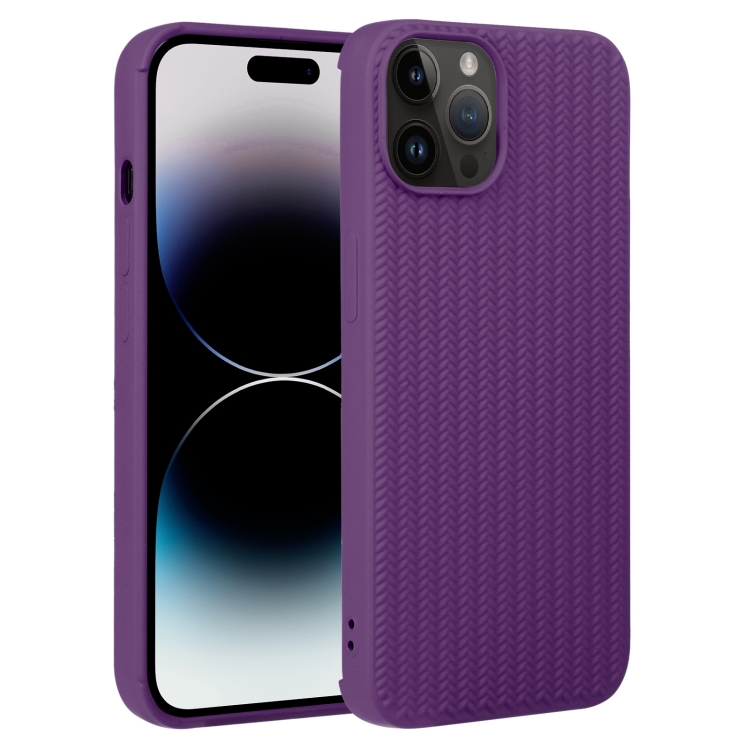

For iPhone 15 Pro Max Weave Texture Silicone Phone Case(Purple)