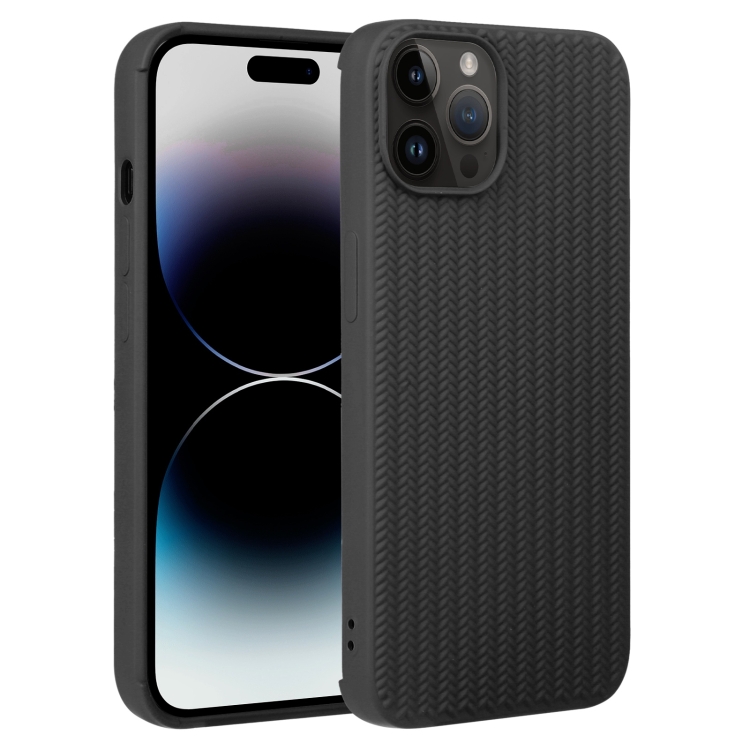 

For iPhone 15 Pro Max Weave Texture Silicone Phone Case(Black)