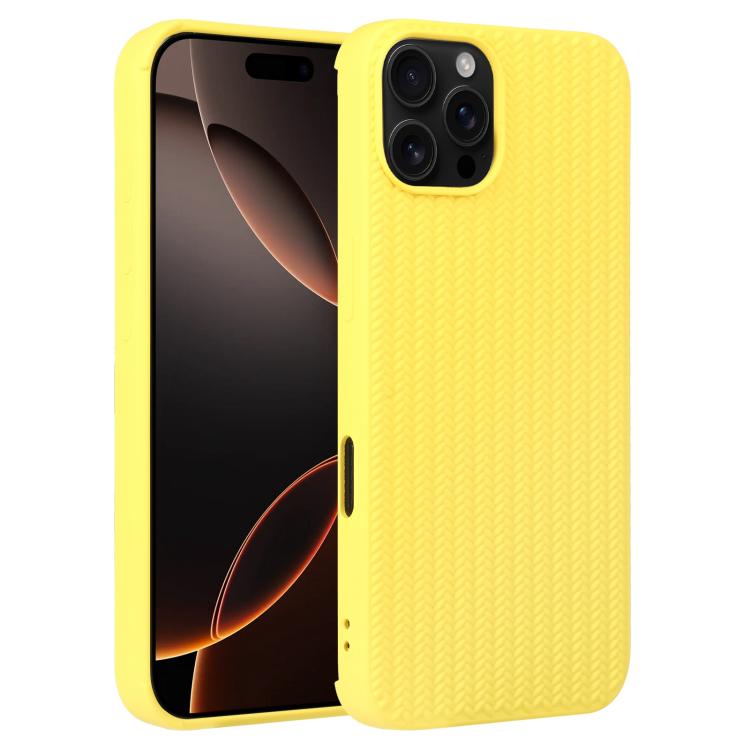 

For iPhone 16 Pro Max Weave Texture Silicone Phone Case(Yellow)
