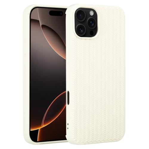

For iPhone 16 Pro Max Weave Texture Silicone Phone Case(White)