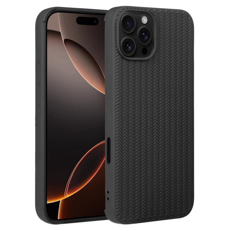 

For iPhone 16 Pro Weave Texture Silicone Phone Case(Black)