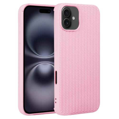 

For iPhone 16 Plus Weave Texture Silicone Phone Case(Pink)