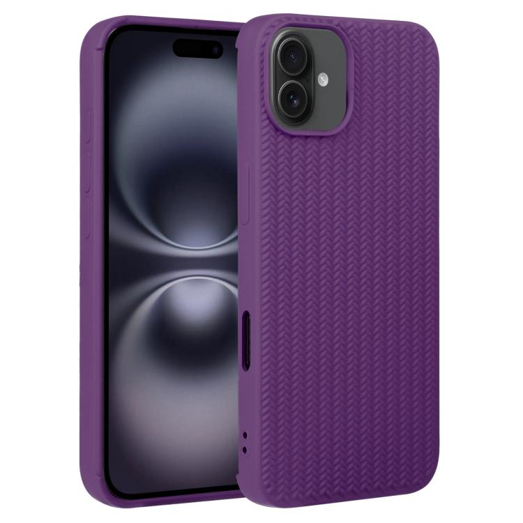 

For iPhone 16 Weave Texture Silicone Phone Case(Purple)