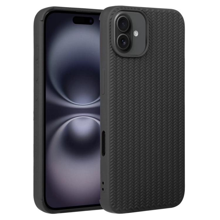 

For iPhone 16 Weave Texture Silicone Phone Case(Black)