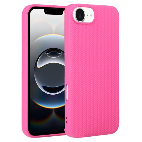 

For iPhone 16e Weave Texture Silicone Phone Case(Rose Red)