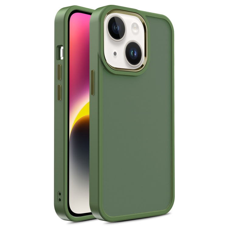 

For iPhone 15 Shield Skin Feel PC + TPU Phone Case(Dark Green)