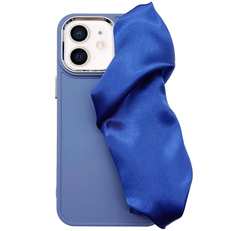 

For iPhone 12 2 in 1 Electroplating Wristband Phone Case(Blue)