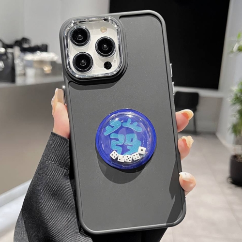 

For iPhone 14 Pro Electroplated Lens Ring Dice Phone Case(Black)
