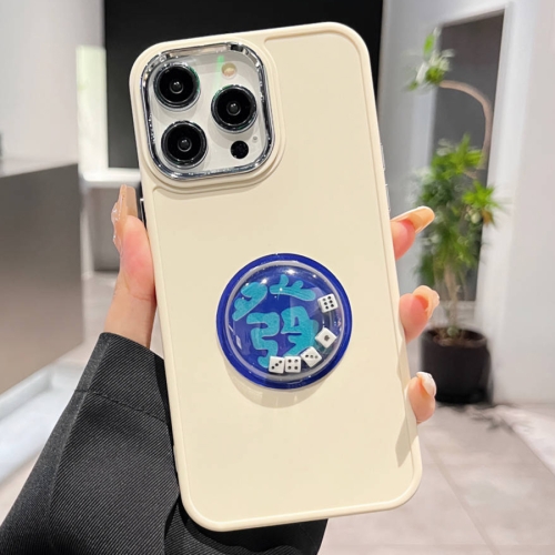 

For iPhone 14 Pro Electroplated Lens Ring Dice Phone Case(White)