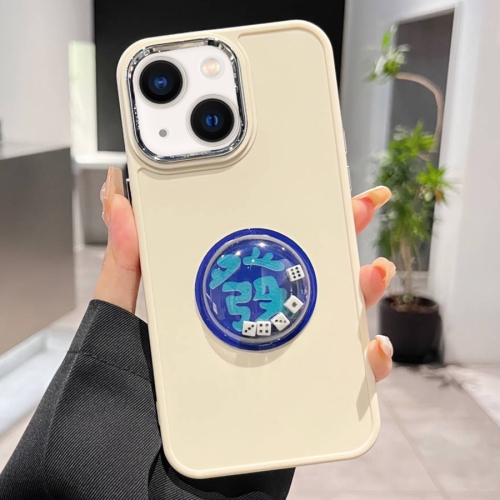 

For iPhone 13 Electroplated Lens Ring Dice Phone Case(White)