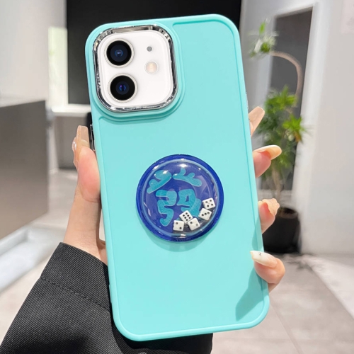 

For iPhone 12 Electroplated Lens Ring Dice Phone Case(Mint Green)