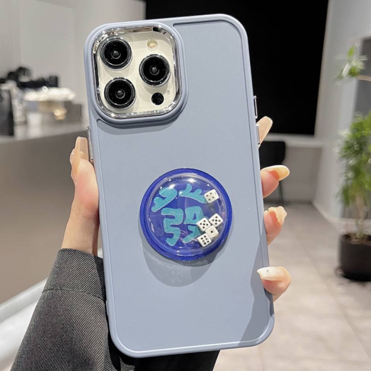 

For iPhone 12 Pro Max Electroplated Lens Ring Dice Phone Case(Blue)