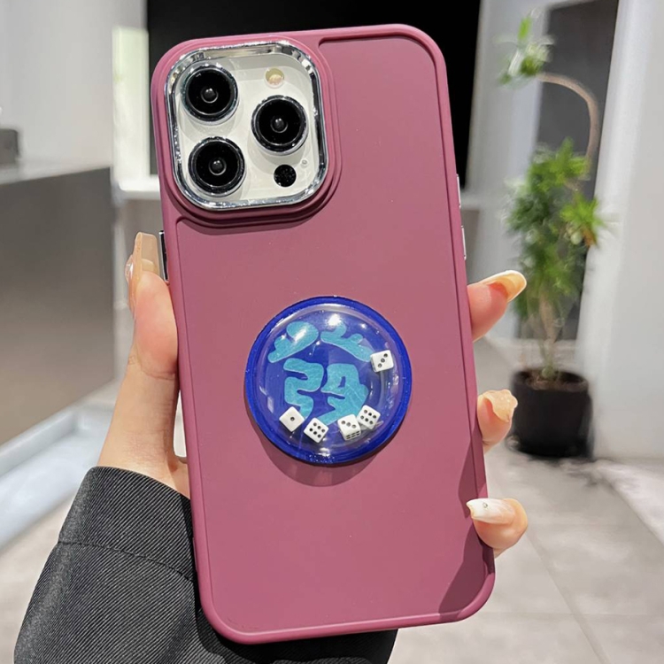 

For iPhone 12 Pro Electroplated Lens Ring Dice Phone Case(Wine Red)