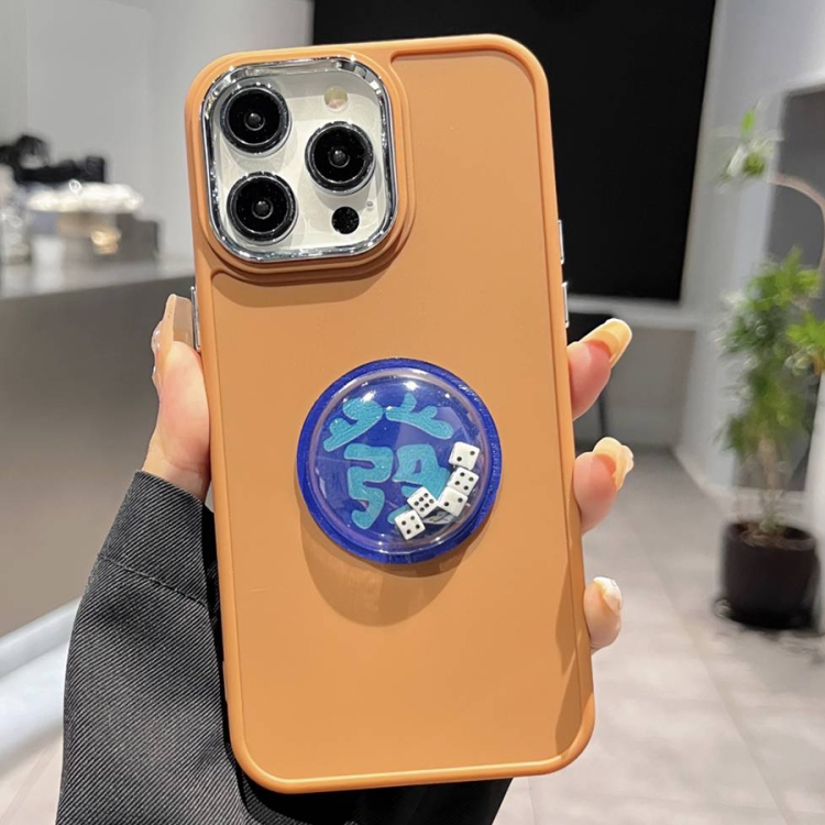 

For iPhone 12 Pro Electroplated Lens Ring Dice Phone Case(Brown)