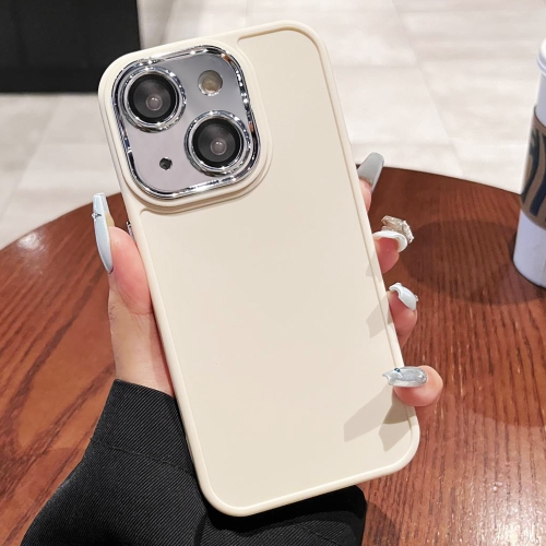 

For iPhone 13 Electroplated Lens Frame Phone Case with Lens Film(White)