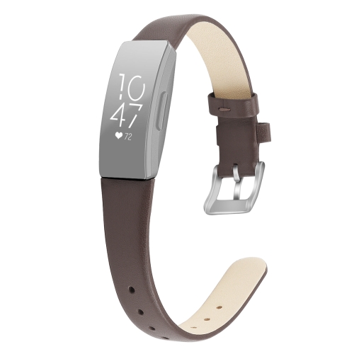 

For Fitbit Inspire / Inspire HR Cowhide Leather C Type Watch Band, Size:S(Grey)