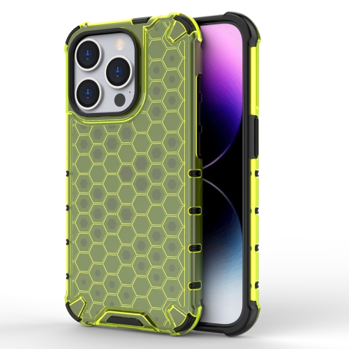 

For iPhone 15 Pro Max Honeycomb Shockproof Phone Case(Green)