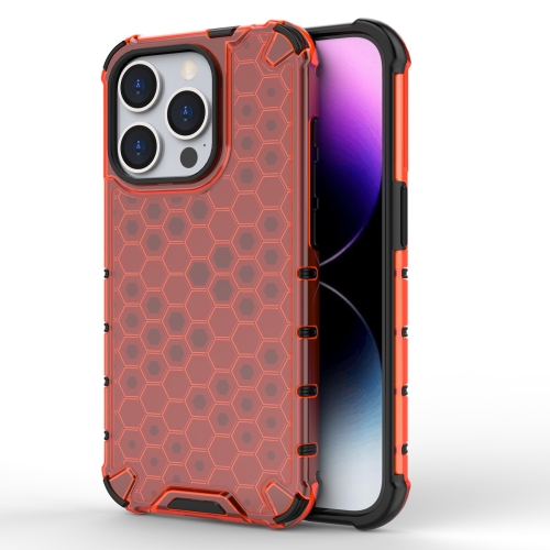 

For iPhone 15 Pro Honeycomb Shockproof Phone Case(Red)