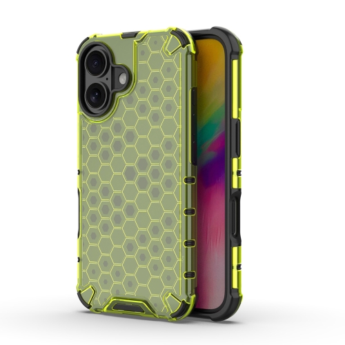 

For iPhone 16 Honeycomb Shockproof Phone Case(Green)